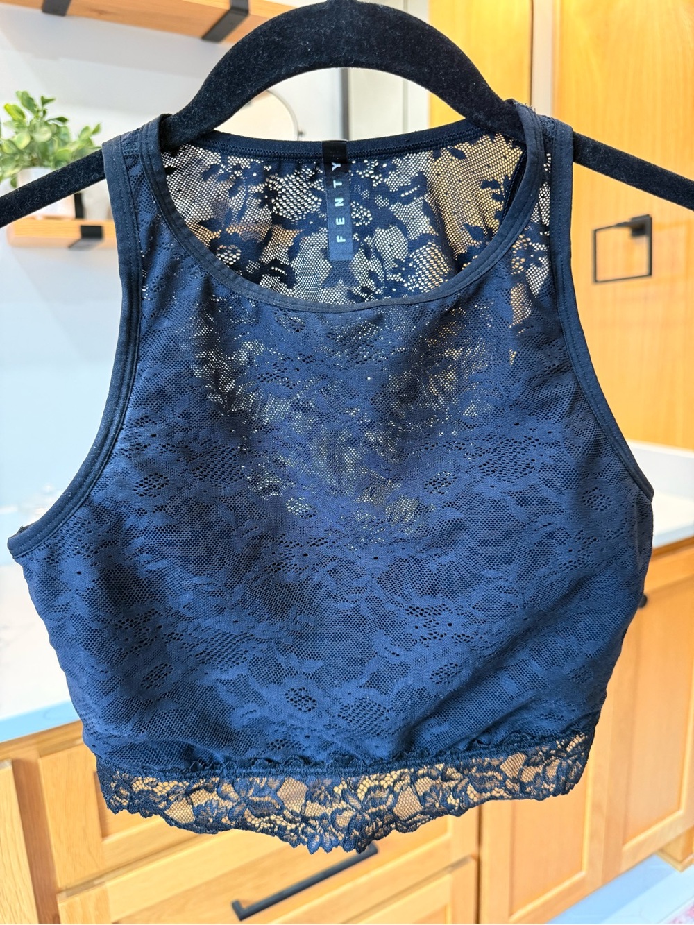 Savage X Fenty Black Floral Lace Longline Bralette Size Medium